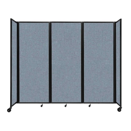 Versare Room Divider 360 Folding Portable Partition 8'6" x 7'6" Powder Blue Fabric 1190304